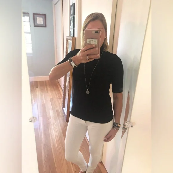 Ellen Tracy Downtown Glam Black Mock Turtleneck - Picture 3 of 9